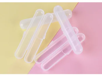 

DHL 500pcs Baby Food Grade Spoon Box Storage Case Box Holder for Baby Silicone Spoon Travel Transparent Storage Box