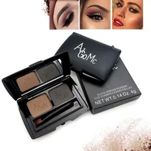 Натуральный 2 цвета бровей порошок длительный водонепроницаемый тени усилитель палитры W Кисть Коричневый Серый бровей усилитель