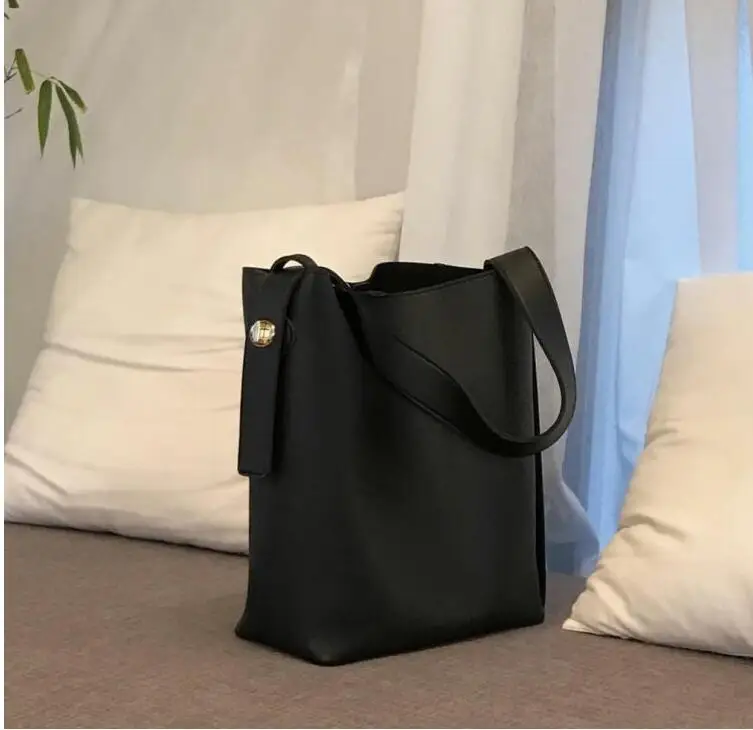  Fashion all-match bucket bag simple style pu leather one shoulder women's handbag female bag casual - 32862241560