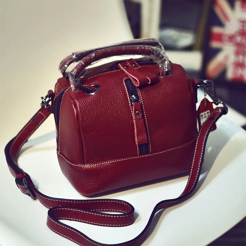 

Genuine Leather Women bags Fashion Brand Designer Handbags Shoulder Vintage Cow Leather Doctor Bags Messenger Bags Briefcase