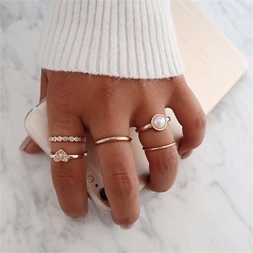 Gold Crystal Opal Knuckle Ring Set Bohemian Geometric Snake Mary Cross Finger Glamour Female Knuckle Midi Ring Jewelry