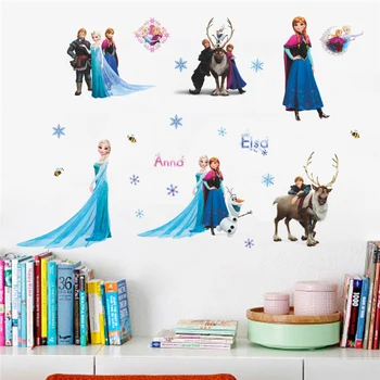 

Cartoon Olaf Sven Kristoff Elsa Anna Princess Frozen Wall Stickers For Kids Room Decoration Diy Home Decal Anime Movie Mural Art