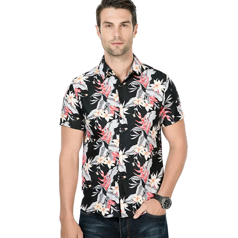 

Men Flower Casual Button Down Short Sleeve Hawaiian Shirt