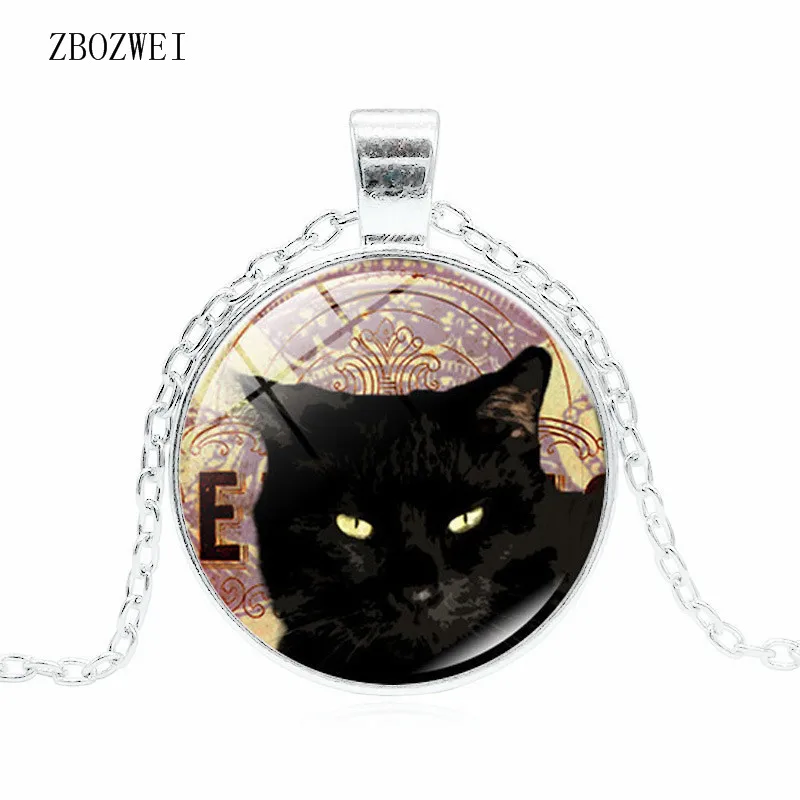 

3 / Color Fashion Black Cat Pendant Necklace Time Glass Necklace Jewelry Pendant Clothing Accessories Necklace
