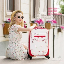 Прекрасный, красивый PU 16''20'24 дюймов Размер багаж на колесиках фирменный туристический чемодан на вращающихся колесиках подарок