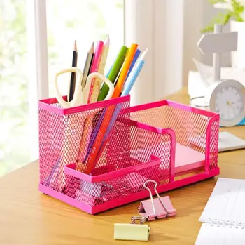 

1pcs/set Multifunctional Metal Pen Holder Mesh Pencils Desk Desktop Storage Organizer Box Three Slots Home Office Stationery