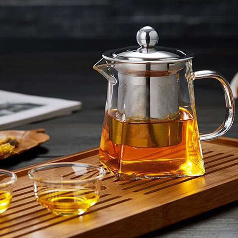 350 стеклянный чайник из высокачественного боросиликатного Стекло квадратный Чай горшок небольшой чайник Чай горшок Портативный Gongfu Чай горшок с чайным впрыскивателем фильтр