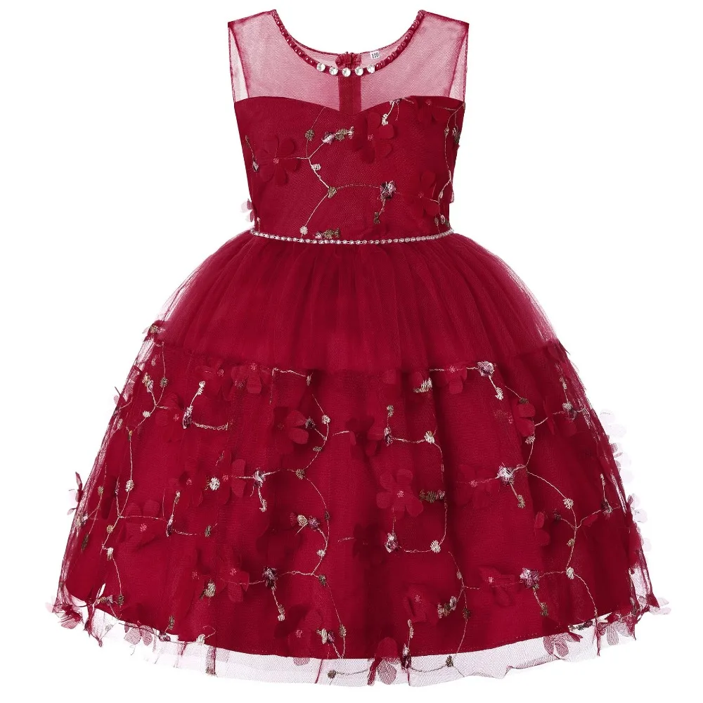 

High Quality Girls Dress 2019 Fashion Princess Dress Dark Blue kids Party Birthday Wedding Mesh Dresses Children tutu Clothing