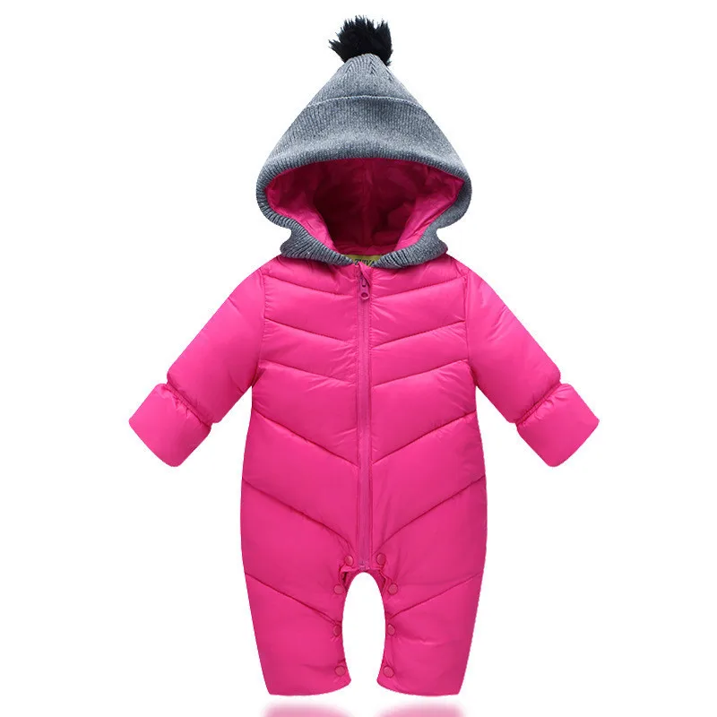 Пуховый хлопковый комбинезон для новорожденных; осенне-зимний утепленный комбинезон для малышей; куртки для мальчиков и девочек; Верхняя одежда для младенцев; пальто; Dwq379 - Цвет: rose