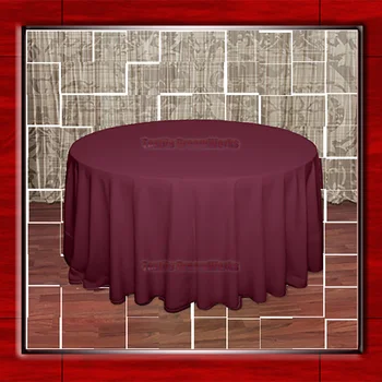 

Hot Sale 132" R Burgundy Round Table Cloth Polyester Plain Table Cover for Wedding Events &Party Decoration