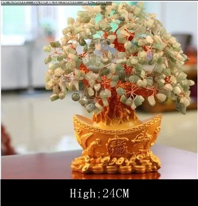 

(Lucky tree Holiday gifts) natural Aventurine quartz crystal gem money tree in for wealth money bay