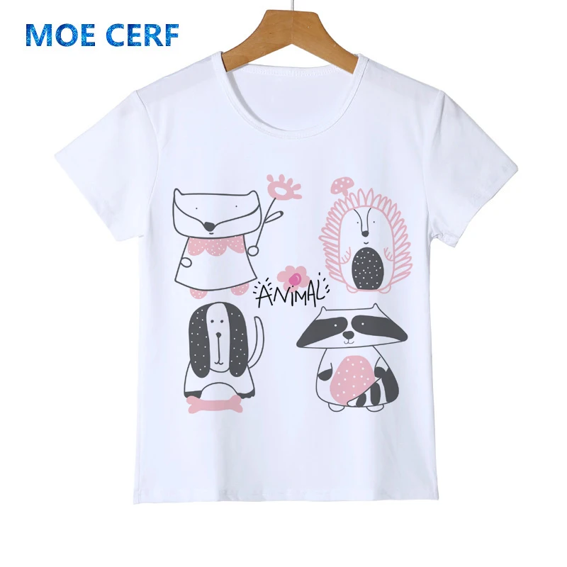 Kid T-shirt FoxdogRaccoon  hedgehog Print Casual t shirt Girl Shirt Summer Baby tees Newest Teen Children's Tops tee Y14-66