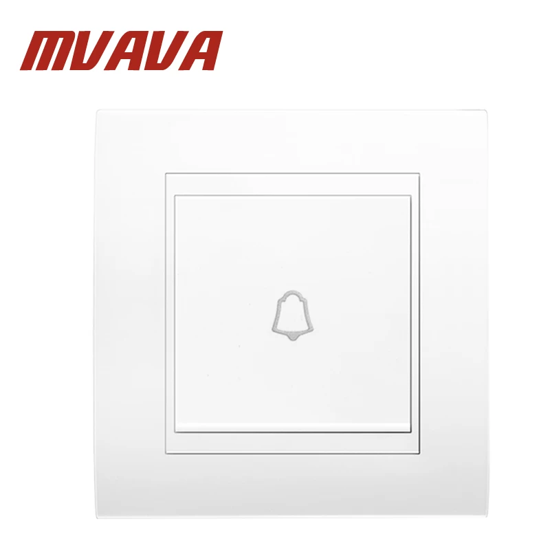 

MVAVA 86*90MM 110-250V Push Bottom Home Office Hotel Gate Doorbell Wall Switch White One Gang Door Bell Switch Free Shipping