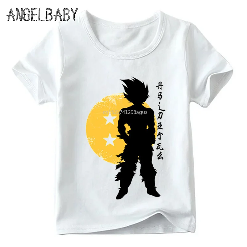 Детская футболка с принтом «Dragon Ball Goku Shadow», топы с короткими рукавами для маленьких мальчиков и девочек, Детские Мягкая футболка, HKP2185