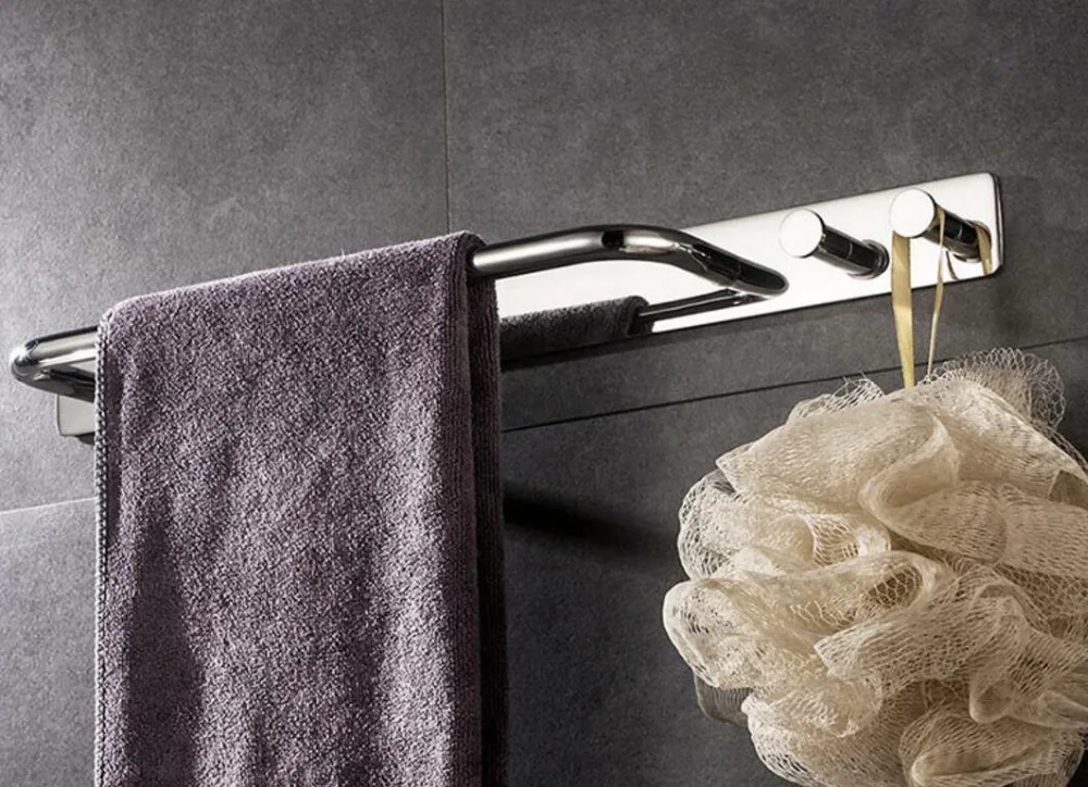 304 Stainless Steel 3M Self Adhesive Hook Hat Key Rack Bathroom Kitchen