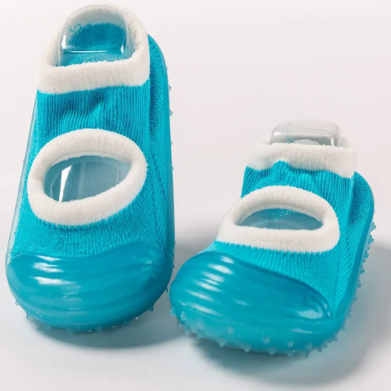 Износостойкие нескользящие носки для детей, однотонные нескользящие носки для малышей обувь для маленьких девочек дышащая обувь для мальчиков детская обувь с резиновой подошвой - Цвет: Синий
