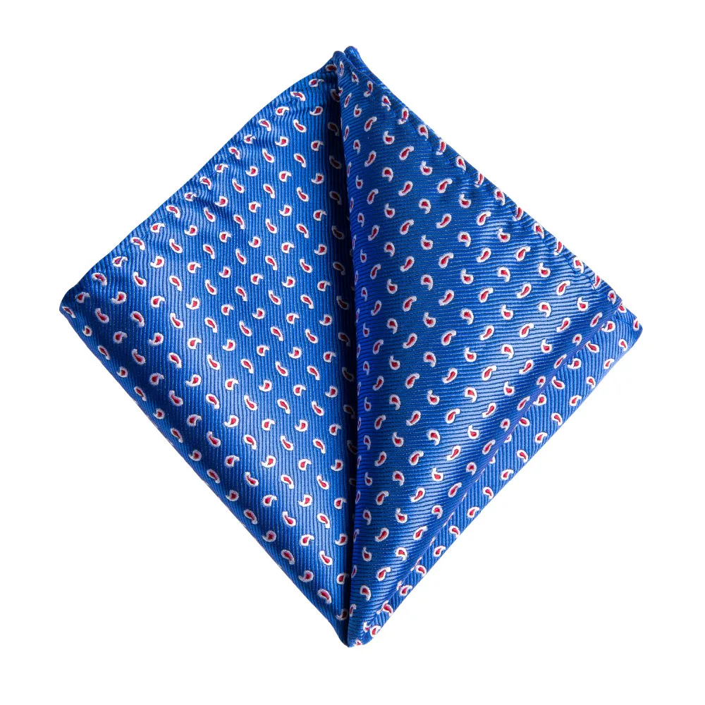 DiBanGu брендовый мужской галстук Hanky запонки набор для свадьбы синие галстуки Пейсли платок Карманный квадратный Запонки Набор для костюма SJT-7046