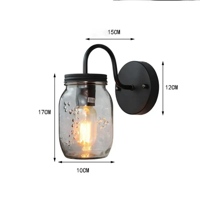 Американский промышленный ветер Стекло Mason Jar настенный светильник Современный