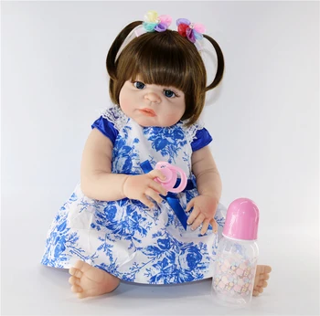 

Full Silicone Reborn 22inch Super Baby Lifelike Toddler Baby Bonecas real looking adorable bathe menina Toys For Kids Gifts
