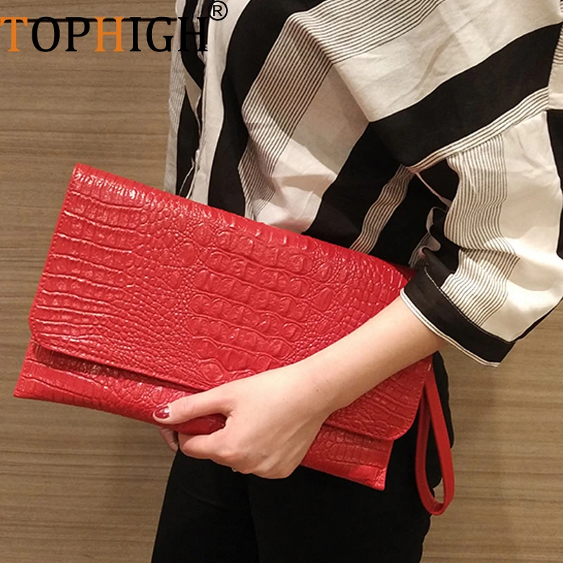 TOPHIGH Red Crocodile Pattern Messenger Bag For Women 2021 Evening Bag Yellow Leather Handbag White Shop Online Top Handtasche