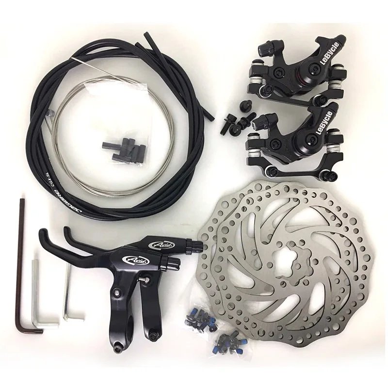 

General Disk Brake Set Mountain Bike Bicycle Brake Mechanical Line Pulling Disc Brake Front Caliper Rear Caliper 160mm Cable Set