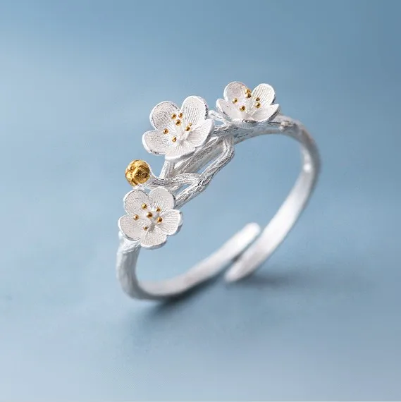 Shuangshuo The cherry Blossom Branch Rings for Women Adjustable Flower Finger Ri Shuangshuo The cherry Blossom Branch Rings for Women Adjustable Flower Finger Ri