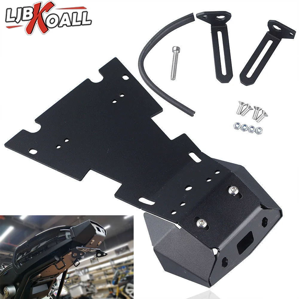 LJBKOALL Motorcycle Black Tail Light Tidy Rear Mount License Plate