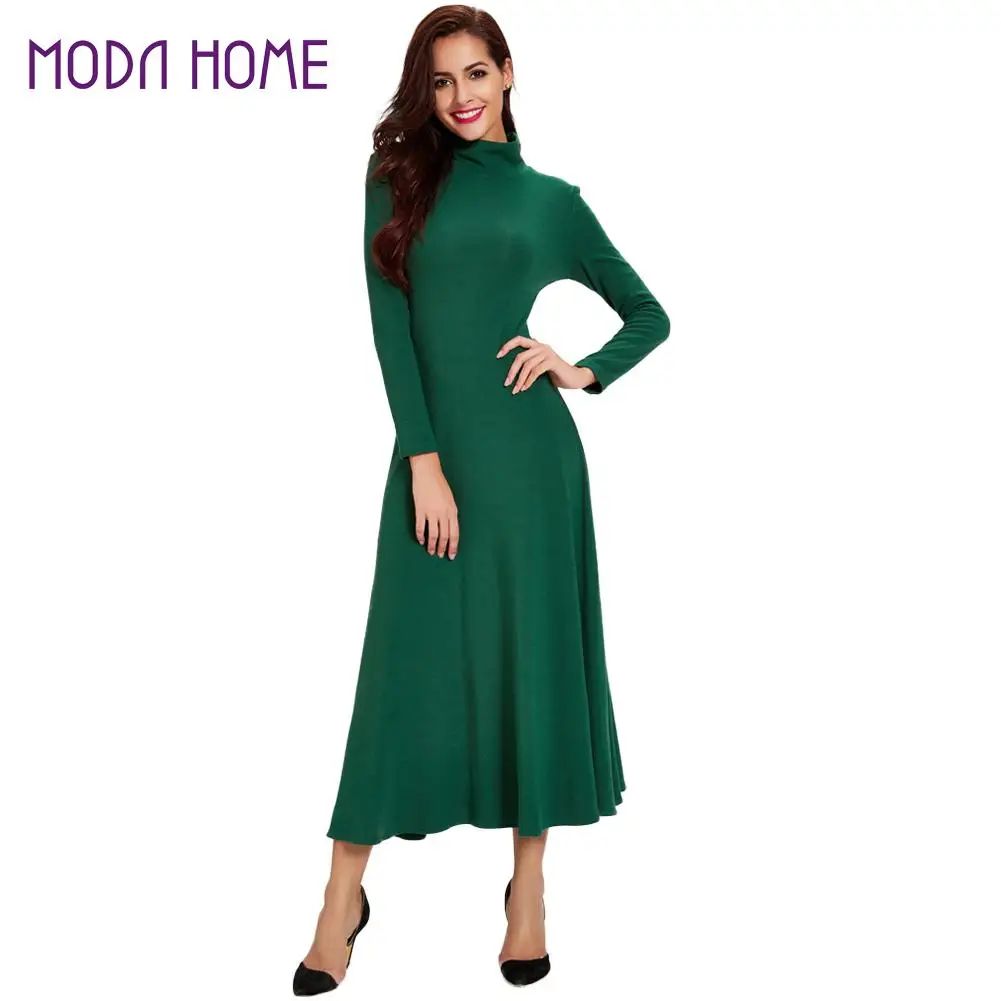 long sleeve turtle neck gown