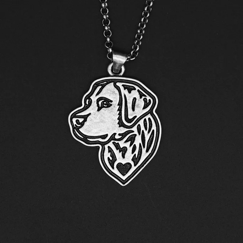 Vintage Silver Stainless Steel Long Chains Labrador Retriever Pendant