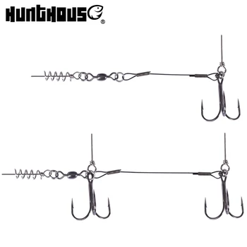 Hunthouse soft pike shad double hook ice fishing tools rig single double hook rigging big fishing tackle pike musky