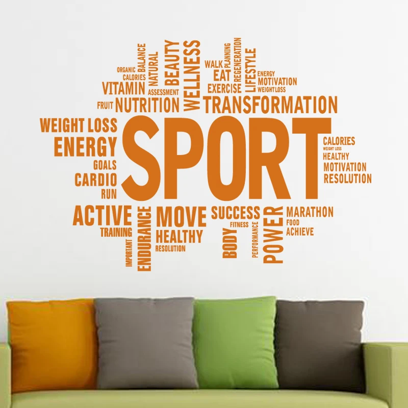 Gym Name Sticker Fitness Words Crossfit Decal Body-building Posters Vinyl Wall Decals Parede Decor Mural Gym Sticker