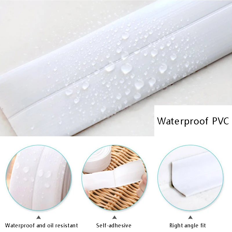 2 size Home Bathroom Bathtub Kitchen PVC Wall Stickers Art Sealing Strip Sealant Tape Mildew resistant waterproof Pegatinas