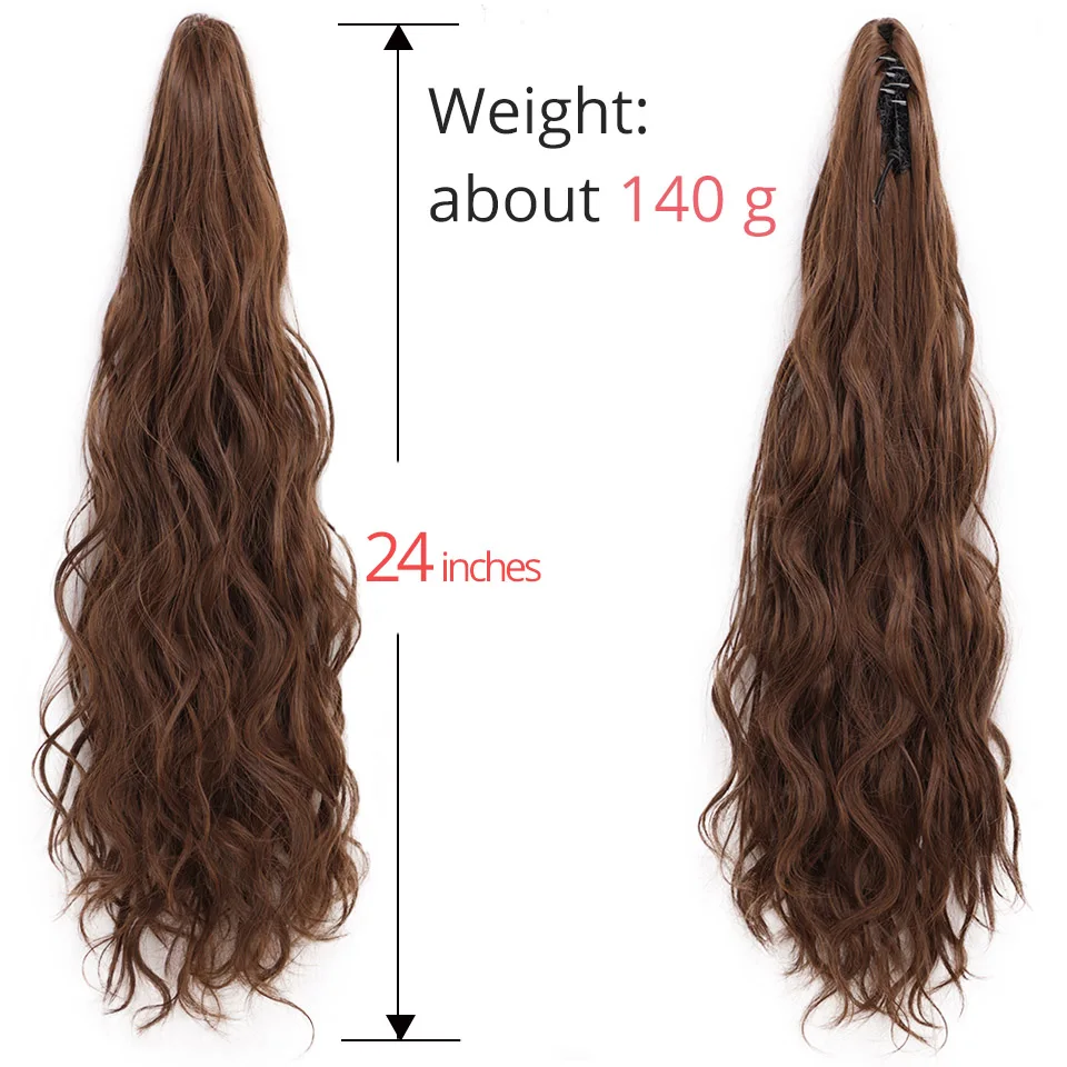 Synthetic Long Wavy Mini Claw on Ponytail Hair Extensions Fake Hair Piece for Women Black Brown Tail Hair Extension AISI BEAUTY