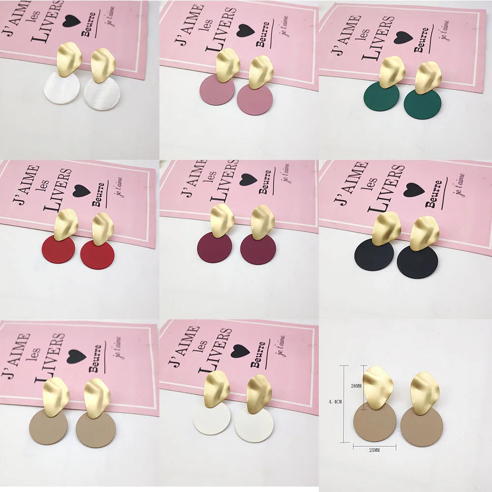 Fashion Round Shell Pendant Earrings drop earrings for women Gold Silver Geometric Earrings Punk Glamour Jewelry Earrings 2018