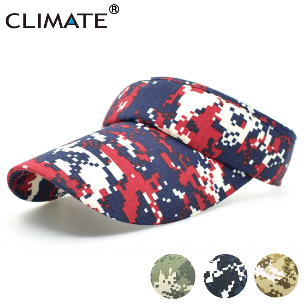 

CLIMATE Camouflage Visor Cap Fishing Hunting Sun Hat Caps Colorful Summer Visors Man Woman Outdoor Sports Adjustable Hat Caps