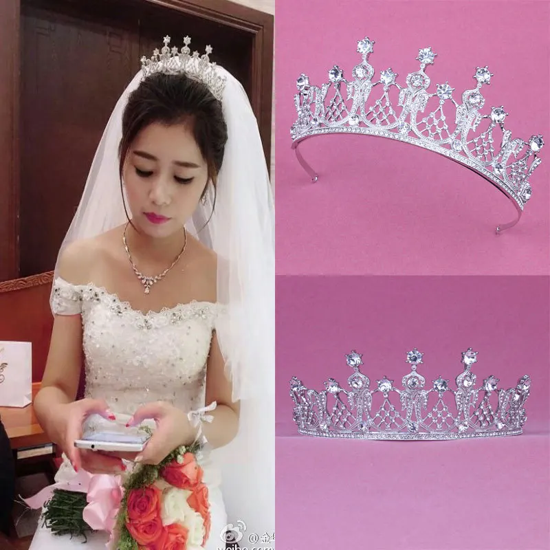 Bridal Tiaras Crowns Headband Crystal Rhinestone Pageant Bride Hair Accessories Pearl Wedding Crown (2)