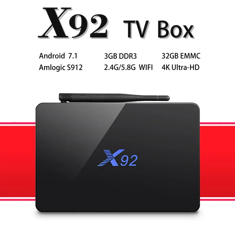 

X92 Android TV BOX 7.1 3GB 32GB Amlogic S912 Octa Core5G Wifi 4K BT4.0 H.265 Dual Wifi Google Play Youtube Smart TV BOX set top