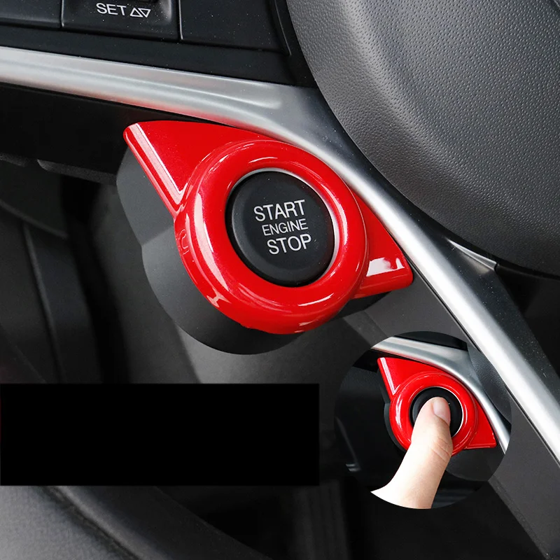 

Lsrtw2017 Carbon Fiber Abs Car engine Start Stop Button Sticker for Alfa Romeo Giulia Stelvio 2016 2017 2018 2019 2020