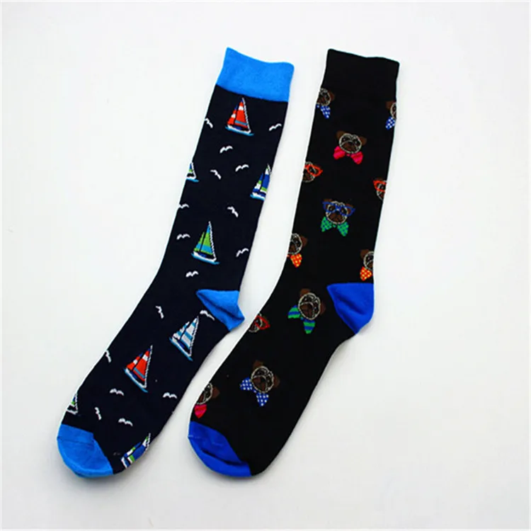 4 цвета, мужские Веселые носки, хлопковые повседневные Стандартные носки, дышащие хип-хоп носки с рисунками из мультфильмов, мужские носки