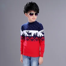 Детский свитер новая зимняя теплая одежда детская одежда для детей свитер для мальчиков Теплый хлопковый свитер с круглым воротником
