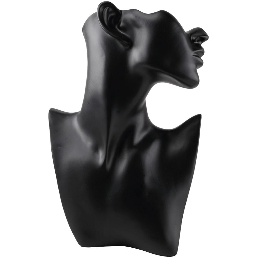

Female Fashion Jewelry Head Mannequin Bust Display Resin Material Black 7.7×6×12.5 cm