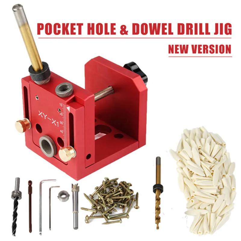 

DurableAluminum Multi-purpose Pocket Hole Drill Guide Dowel Jig Set Woodworking Joinery Kit New Version