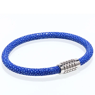 Mcllroy кожаные браслеты из кожи ската diy ручной работы модные титановые стальные браслеты Шарм Украшение подарок для друзей бохо - Окраска металла: blue