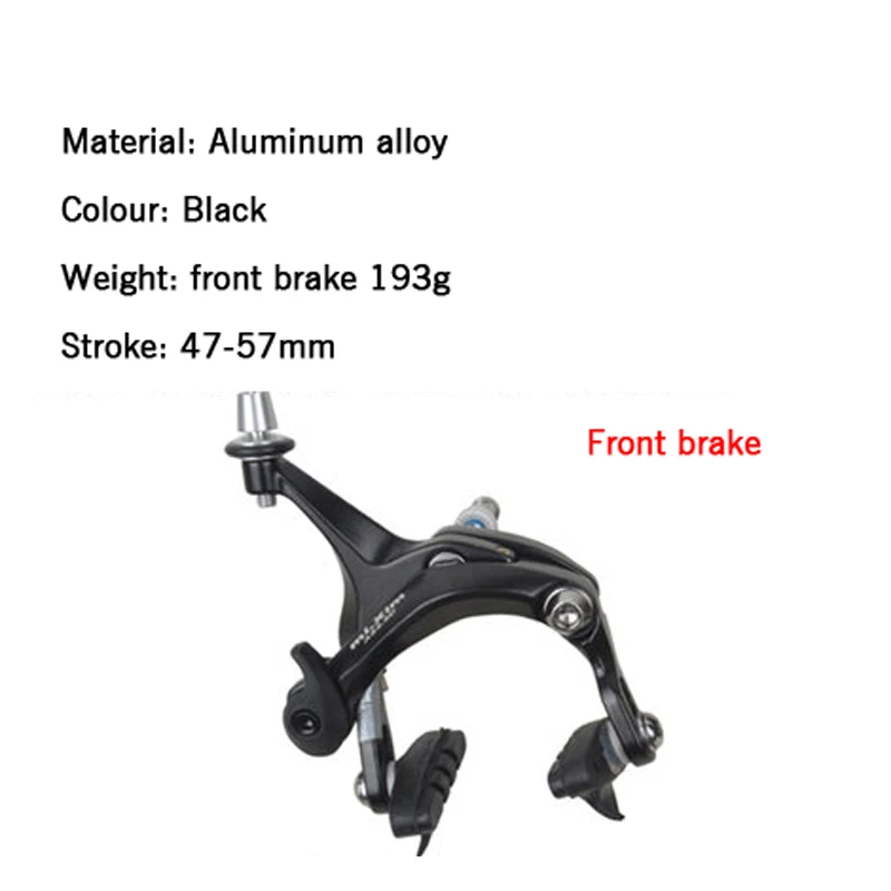 Дорожный тормозной суппорт из сплава для велосипеда, 47-57 мм, для езды спереди и сзади, велосипедные тормоза, для езды на велосипеде, тормоза из смолы, 55 мм - Цвет: Front black
