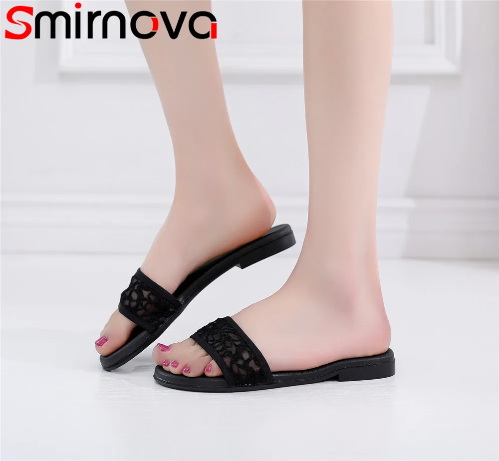 

Smirnova black beige fashion 2020 summer new arrive shoes woman casual comfortable women slippers flat with