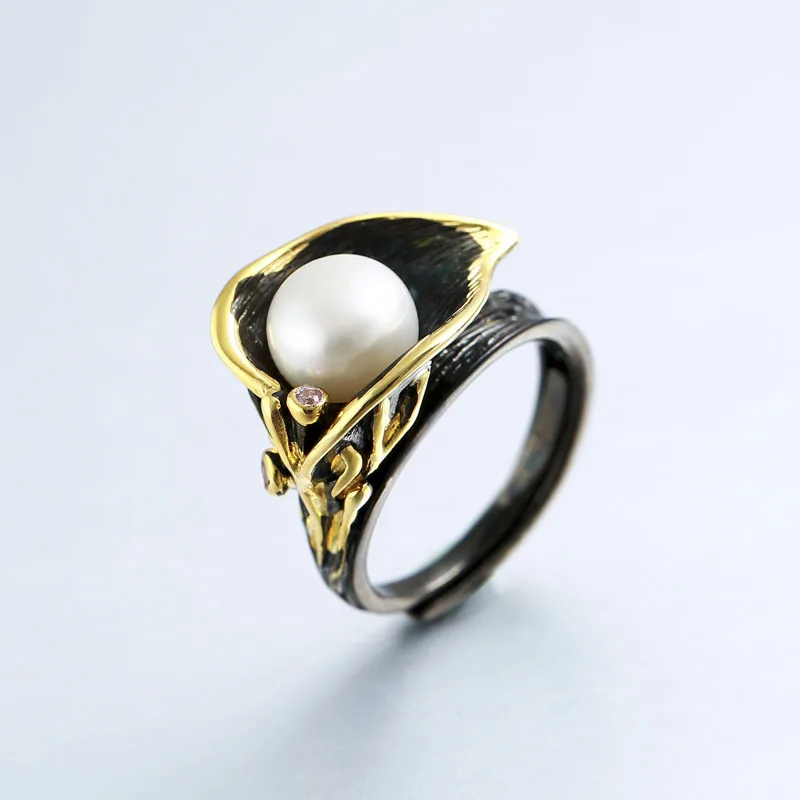 Buy Fashion Silver Jewelry Natural Baroque Pearl Ring