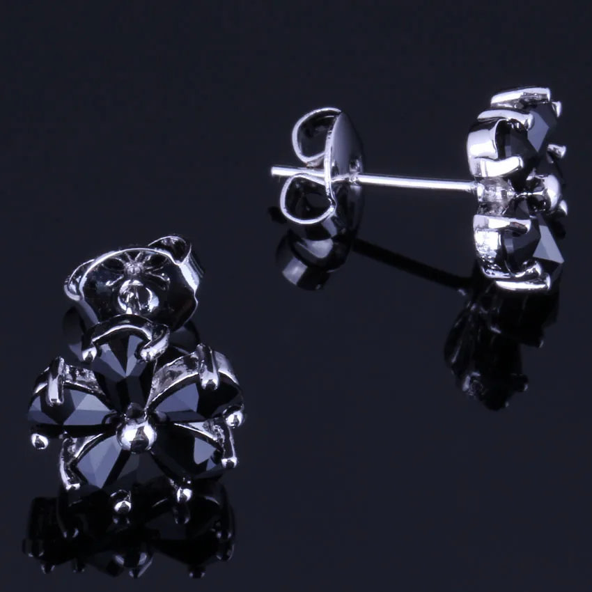 

Luxurious Star Black Cubic Zirconia 925 Sterling Silver Stud Earrings For Women V0875