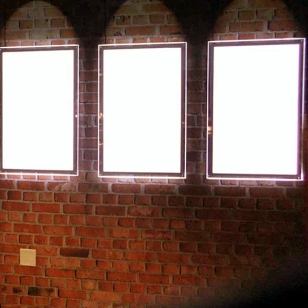 crystal frameless led backlit photo frame light boxes indoor wall