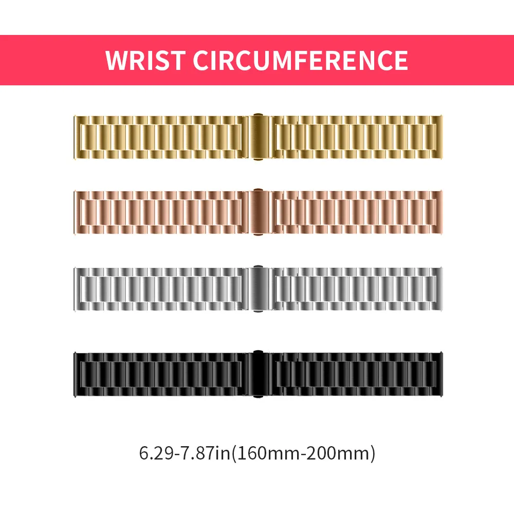 New Style Three Link Steel Watch Band For Samsung Gear Sport Stainless Steel Metal Strap For Samsung Gear S2 Classic for People