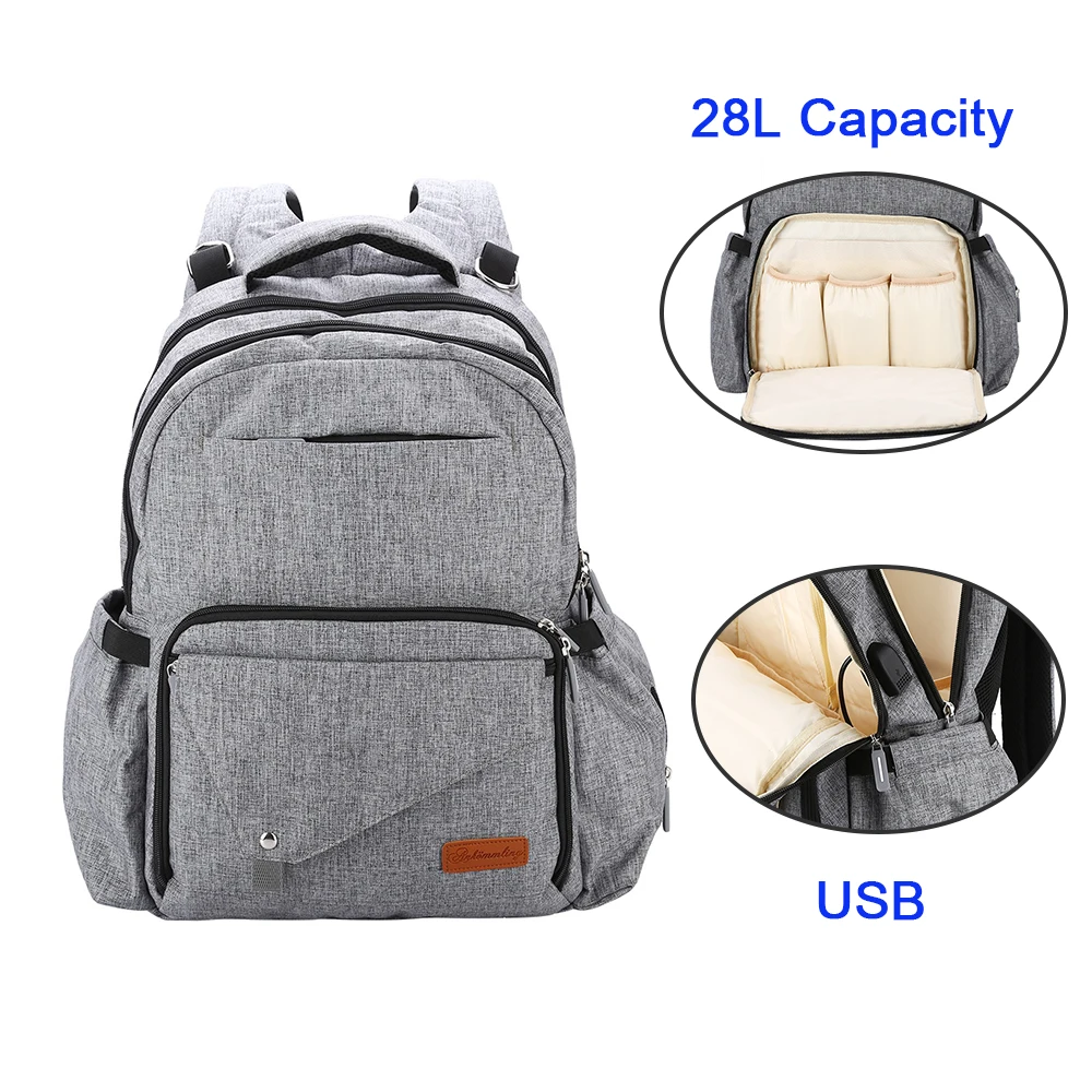 

Baby Diaper Bag With USB Interface Large Capacity Multi-function Waterproof Mommy Backpack For Baby Travel Hot Sale Nappy Bag